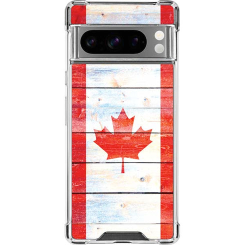 Canada Flag Light Wood Google Pixel 8 Pro Clear Case